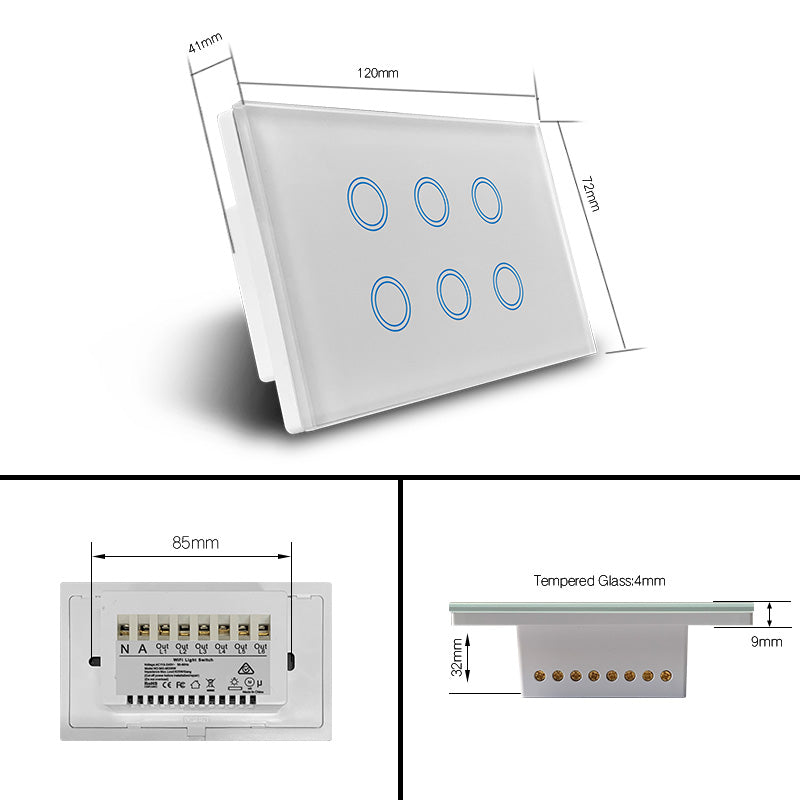 Zigbee 6 Gang Light Switch (White)