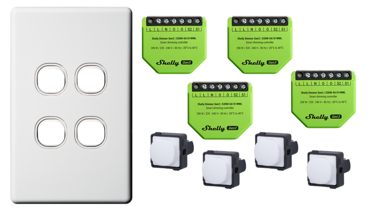Quad Shelly Dimmer Kit (Push Button)