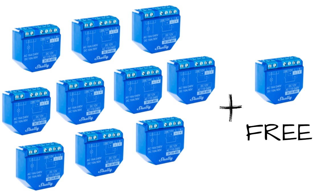 Buy 10 Shelly 1 Plus Get 1 FREE