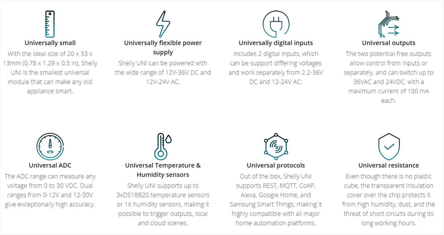 Shelly Uni Intelligent Wi-Fi operated smart implant