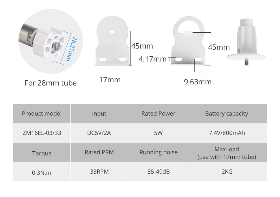 Oz Zigbee Blind Tube Motor