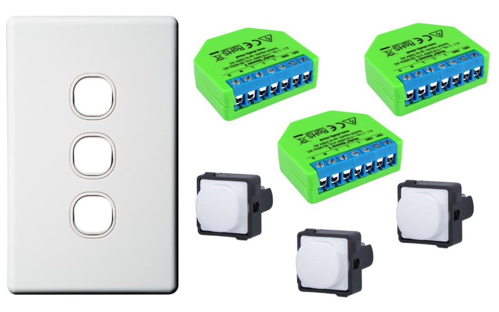 Triple Shelly Dimmer Kit Push Button Smart Home Automation Wifi Switch