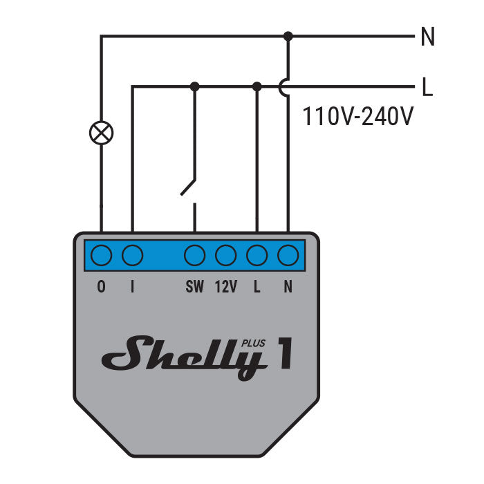 Shelly 1 Plus + WiFi-operated relay switch, 1 channel 16A