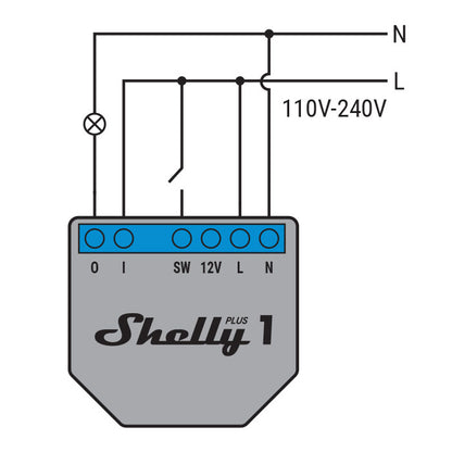 Shelly 1 Plus + WiFi-operated relay switch, 1 channel 16A