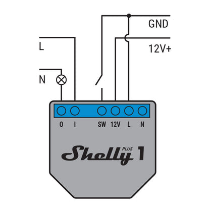 Shelly 1 Plus + WiFi-operated relay switch, 1 channel 16A